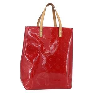 LOUIS VUITTON Monogram Vernis Reade MM Hand Bag Red Rouge M91086 LV Auth ep12185